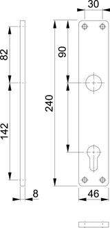 HOPPE Langschildpaar 202H PZ 92 mm – Neusilberfarbiges Aluminium-Langschild, sichtbare Verschraubung