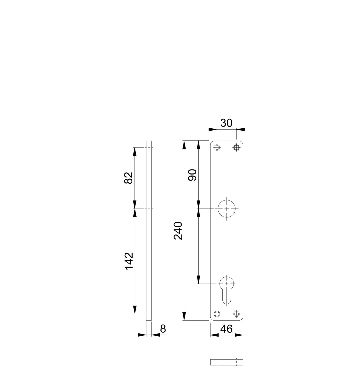 HOPPE Langschildpaar 202H PZ 92 mm – Neusilberfarbiges Aluminium-Langschild, sichtbare Verschraubung