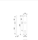 HOPPE Langschildpaar 202H PZ 92 mm – Neusilberfarbiges Aluminium-Langschild, sichtbare Verschraubung