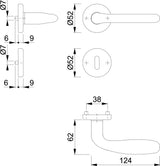 HOPPE Rosettengarnitur Cardiff E1850Z/17KV/17KVS – Edelstahl matt, DIN L/R, 8 mm Vierkant