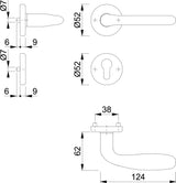HOPPE Rosettengarnitur Cardiff E1850Z/17KV/17KVS – Edelstahl matt, DIN L/R, 8 mm Vierkant