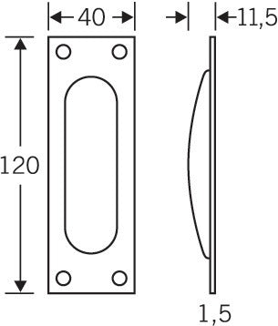 FSB Schiebetürmuschel 42 4211 Aluminium naturfarbig 120 mm – Blindlochung, kantige Form
