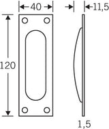 FSB Schiebetürmuschel 42 4211 Aluminium naturfarbig 120 mm – Blindlochung, kantige Form
