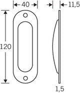 FSB Schiebetürmuschel 42 4212 aus Aluminium, naturfarbig eloxiert, 120 x 40 mm