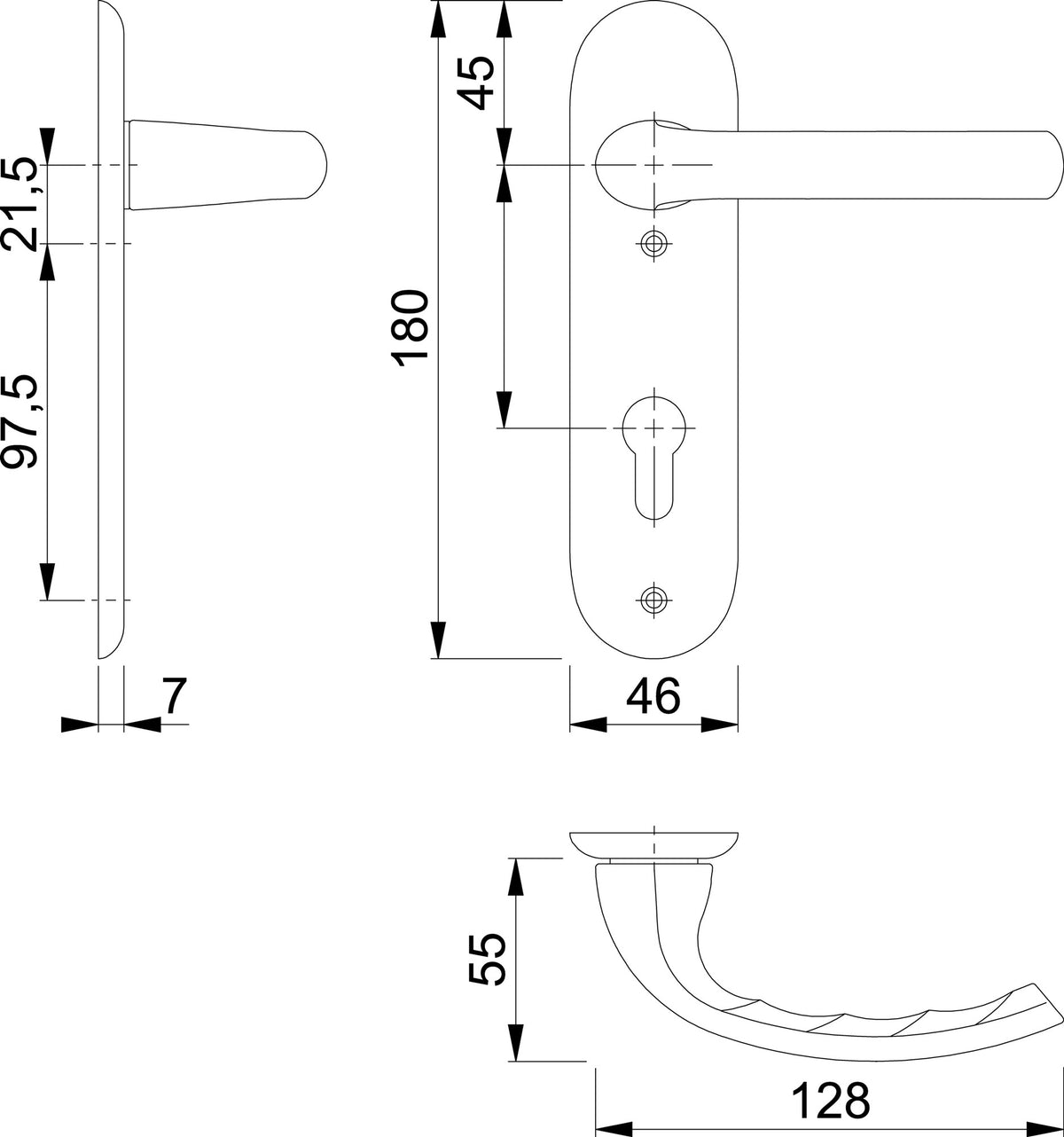 HOPPE Kurzschildgarnitur Tôkyô 1710/273KP Aluminium F1 – DIN EN 1906, für Innentüren