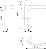 HOPPE Kurzschildgarnitur Tôkyô 1710/273KP Aluminium F1 – DIN EN 1906, für Innentüren