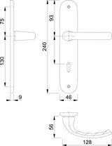 HOPPE Langschildgarnitur Tôkyô 1710/273P Aluminium F1 OB 72 mm DIN L/R