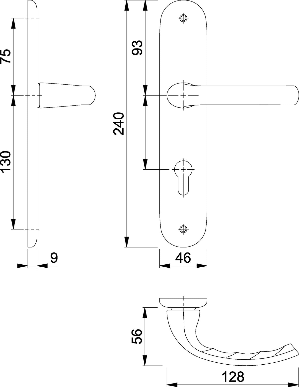 HOPPE Langschildgarnitur Tôkyô 1710/273P Aluminium F1 OB 72 mm DIN L/R