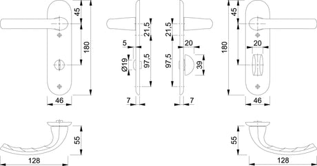 HOPPE Kurzschildgarnitur Tôkyô 1710/273KP Aluminium F1 – DIN EN 1906, für Innentüren