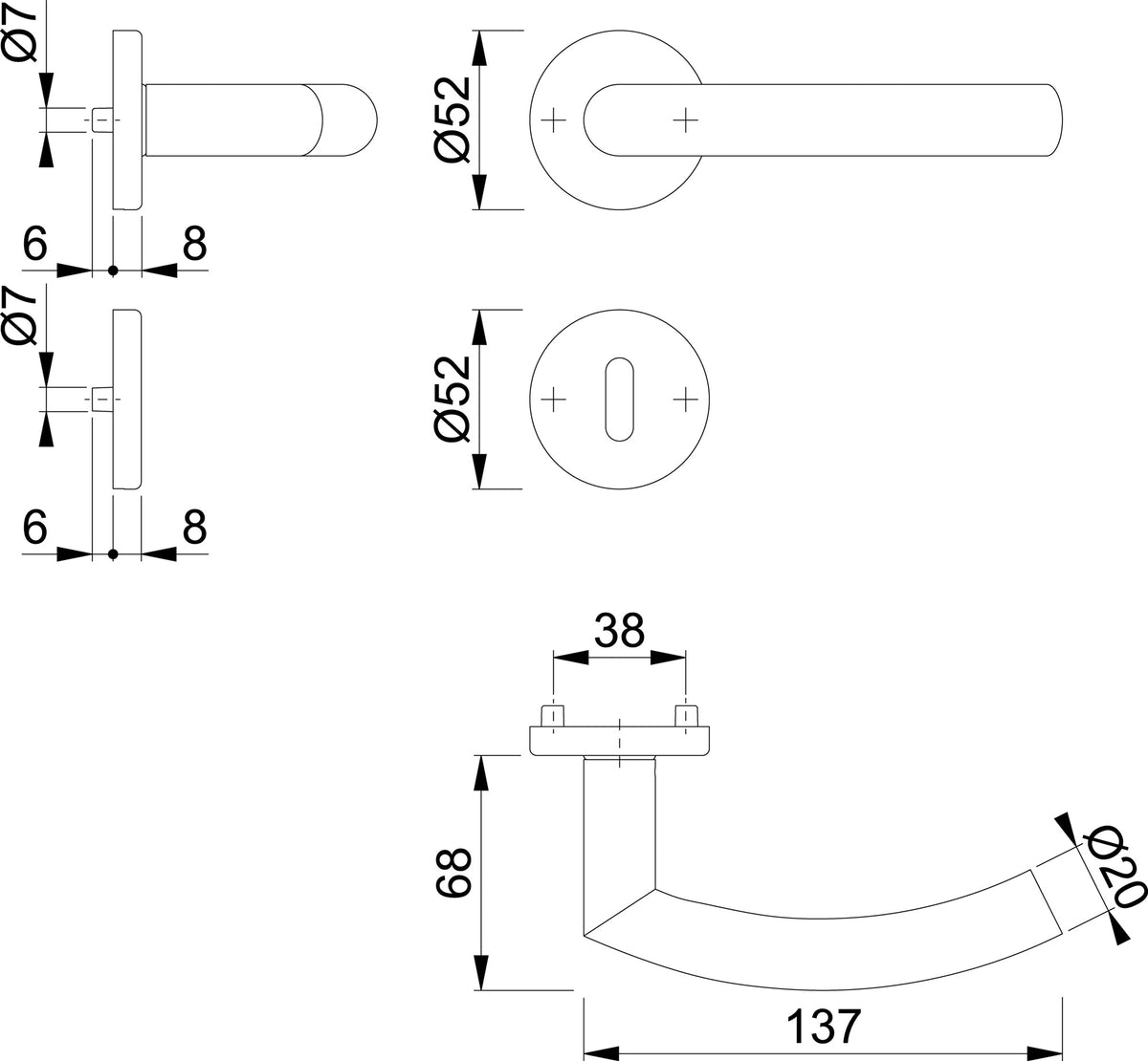 HOPPE Rosettengarnitur Trondheim E1430Z/42KV/42KVS Edelstahl F69 rund DIN L/R – Schnellstift