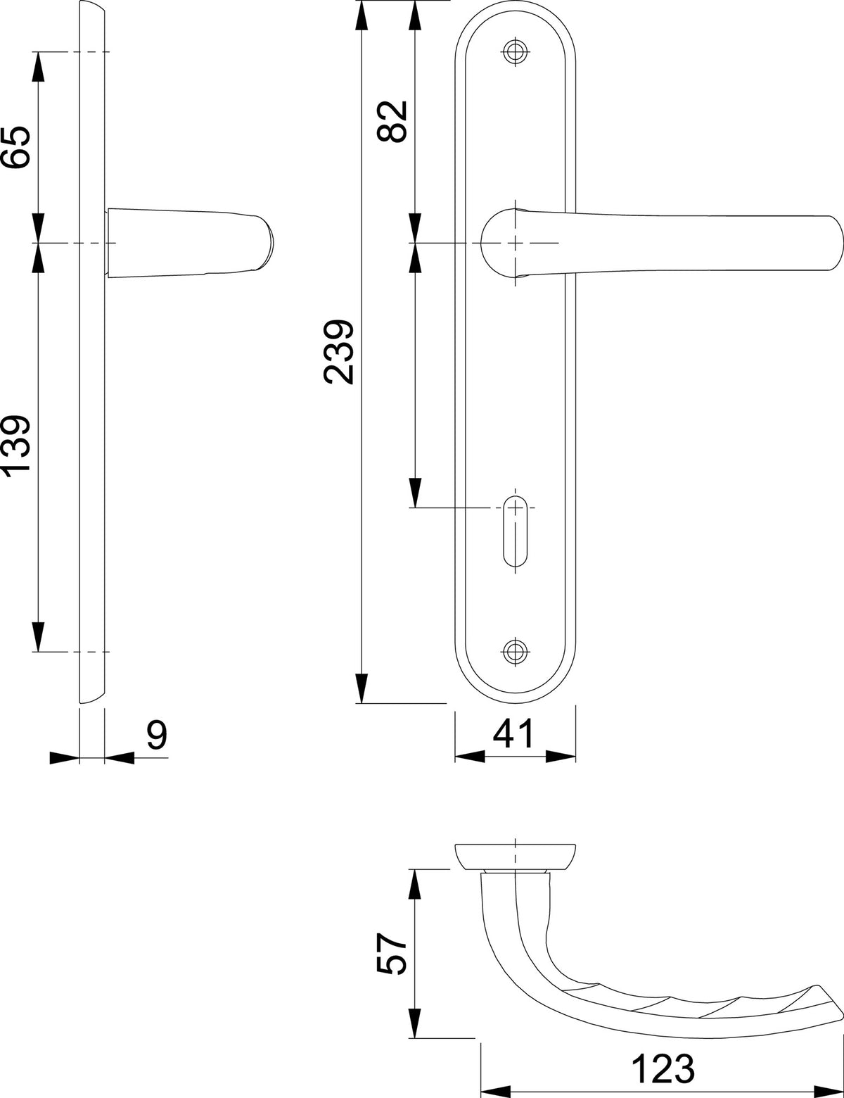 HOPPE Langschildgarnitur Tôkyô M1710RH/265 Messing poliert DIN L/R 72 mm – 10 Stück