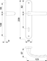 HOPPE Langschildgarnitur Tôkyô M1710RH/265 Messing poliert DIN L/R 72 mm – 10 Stück