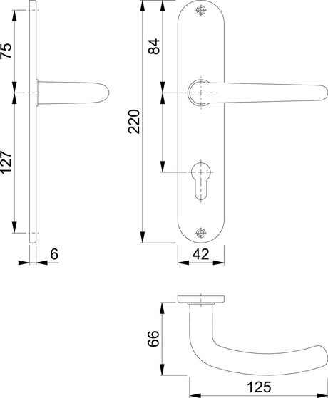 HOPPE Langschildgarnitur Denver E1310Z/302 Edelstahl F69 DIN L/R für Innentüren