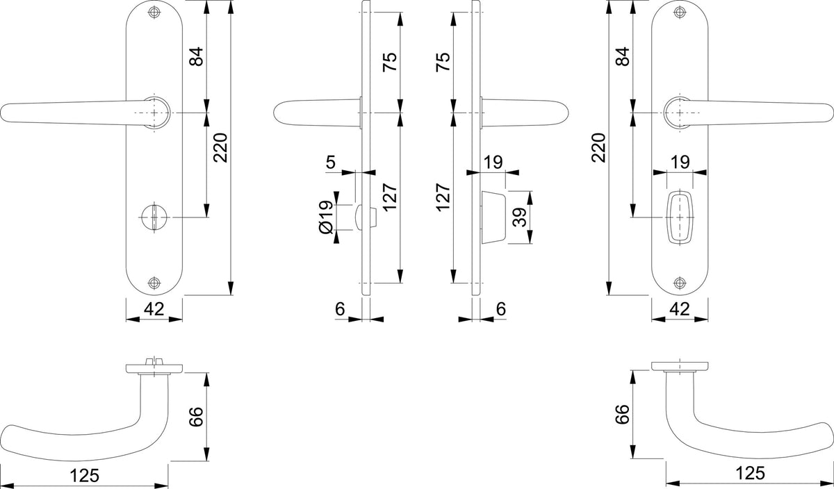 HOPPE Langschildgarnitur Denver E1310Z/302 Edelstahl F69 DIN L/R für Innentüren