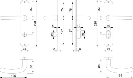 HOPPE Langschildgarnitur Denver E1310Z/302 Edelstahl F69 DIN L/R für Innentüren