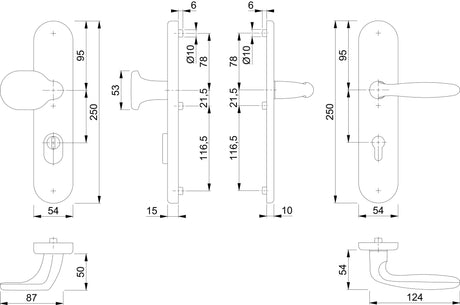 HOPPE Schutzwechselgarnitur Verona 86G Aluminium ES 1 mit Zylinderabdeckung