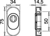 EDI Schlüsselrosette 0815/0000 – Aluminium F12, oval, PZ-Lochung mit Ziehschutz, Schildstärke 14,5 mm