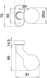 EDI Profiltür-Knopf 2033/4010 aus Aluminium, fest/drehbar, verdeckte Verschraubung