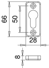 EDI Schlüsselrosette 3319/0003 Aluminium F1 Schildstärke 8 mm PZ kantig für Rahmentüren