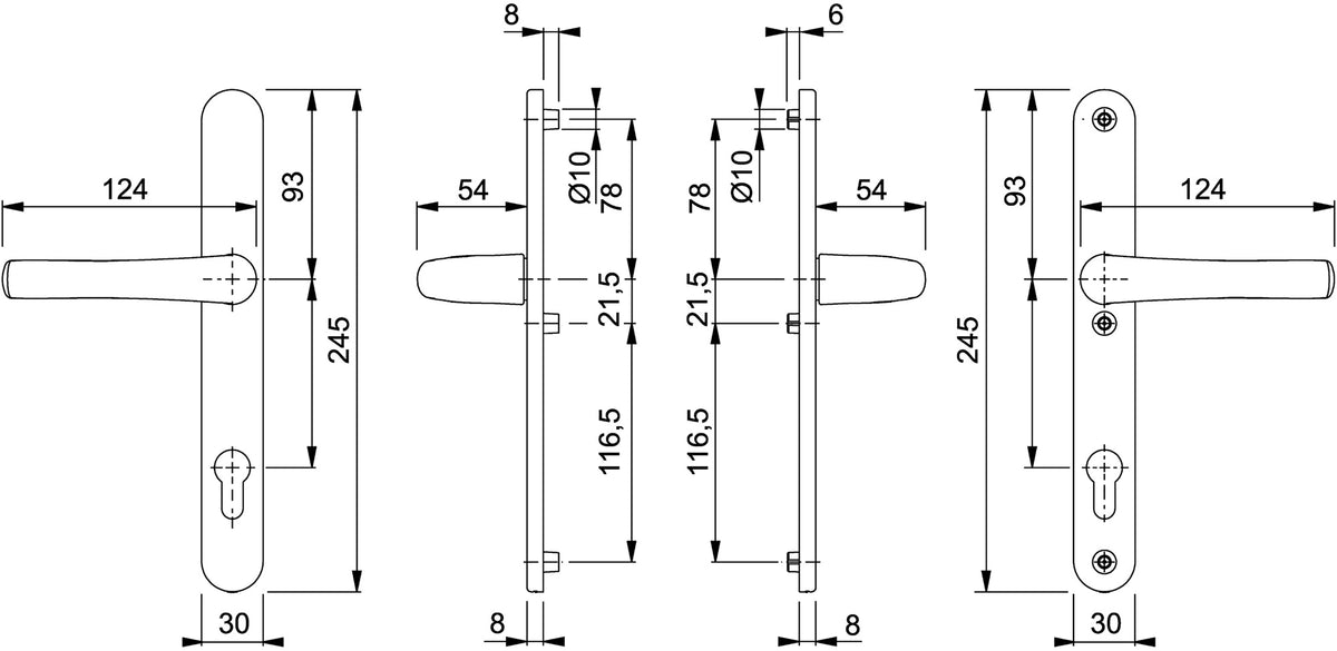 HOPPE Profiltürgarnitur Tôkyô 1710RH/3346 PZ Alu F1 für Türstärke 37-42 mm