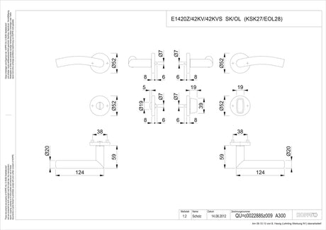 HOPPE Rosettengarnitur Antwerpen E1402Z/42KV/42KVS Edelstahl F69 rund DIN L/R