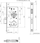 SSF Zimmertür-Einsteckschloss MG 50 SET – Edelstahl abgerundet, BB, 55/72/8 mm, DIN L/R