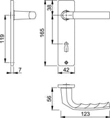 HOPPE Kurzschildgarnitur Birmingham 1117/202KP/AP – Aluminium F1, eckig, DIN links/rechts