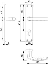 HOPPE Langschildgarnitur Birmingham 1117/202SP Aluminium F1 für Innentüren DIN L/R