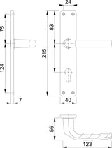 HOPPE Langschildgarnitur Birmingham 1117/202SP Aluminium F1 für Innentüren DIN L/R