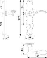 HOPPE Langschildgarnitur Weimar M112SLN/2007 MS F71 BB 72 mm DIN L/R – Drückergarnitur für Innentüren