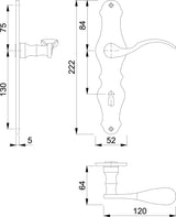 HOPPE Langschildgarnitur Weimar M112SLN/2007 MS F71 BB 72 mm DIN L/R – Drückergarnitur für Innentüren