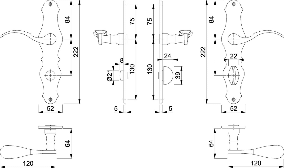 HOPPE Langschildgarnitur Weimar M112SLN/2007 MS F71 BB 72 mm DIN L/R – Drückergarnitur für Innentüren