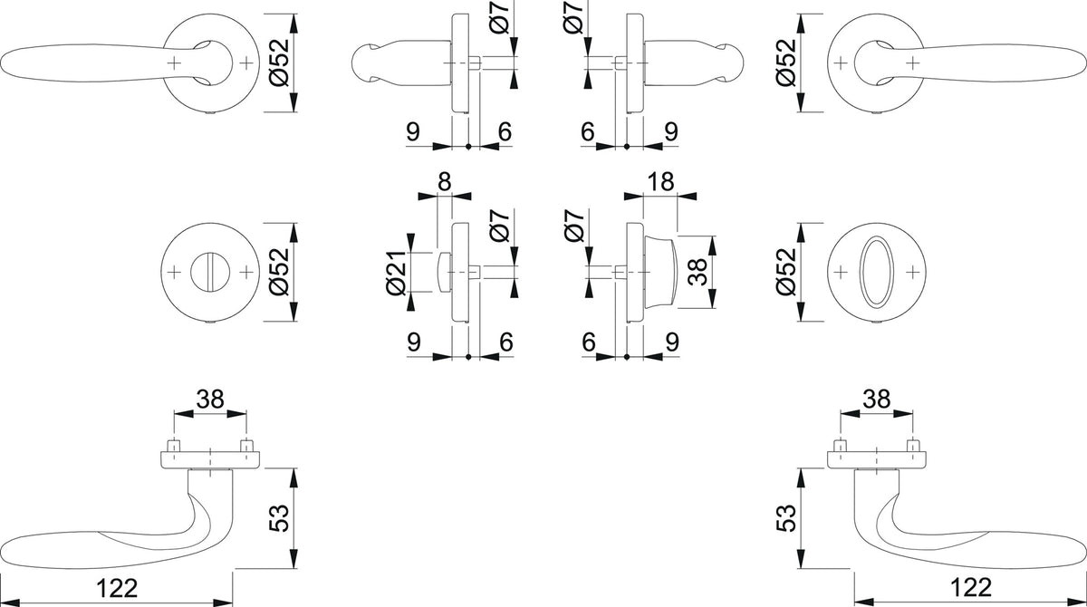 HOPPE Rosettengarnitur Verona M151/42KV/42KVS – Messing poliert F71, DIN links/rechts, 8 mm Vierkant