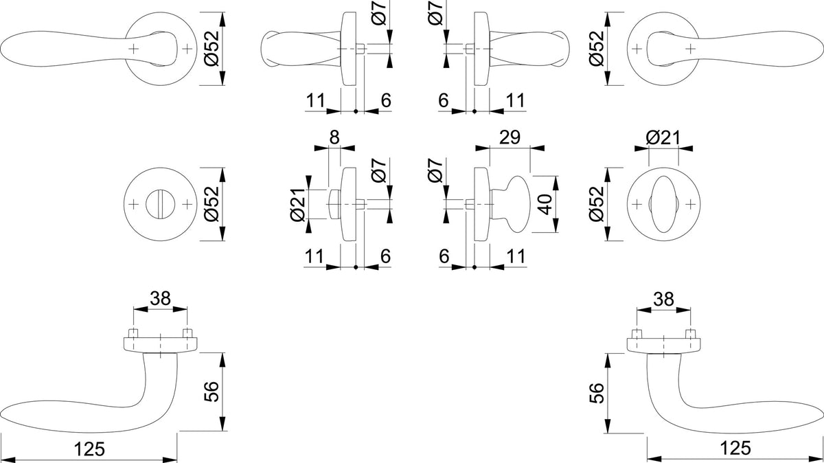 HOPPE Rosettengarnitur Genova M1535/19KV/19KVS – Drückergarnitur DIN links/rechts, F45-R satiniert verchromt