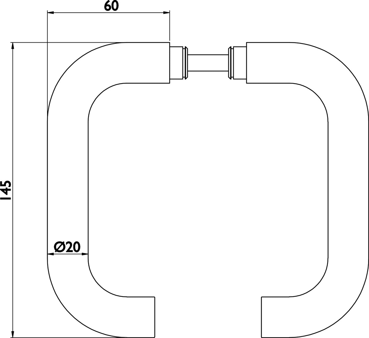 HERMAT Glastürdrückerpaar 1801 BASIC 01 VA U-Form Vierkant 8 mm Edelstahl matt
