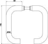 HERMAT Glastürdrückerpaar 1801 BASIC 01 VA U-Form Vierkant 8 mm Edelstahl matt
