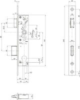 BKS Rohrrahmen-Einsteckschloss B 1314 Stahl 245 mm PZ 24/25/92/8 mm DIN L/R