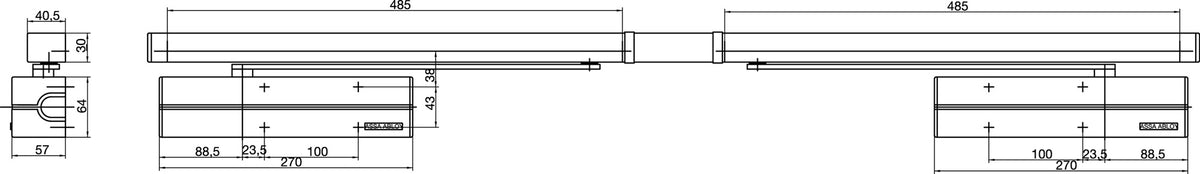 ASSA ABLOY Gleitschiene G-CO-E für DC 500/DC 700, silber, elektromechanische Feststellung