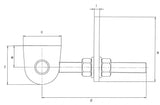 GAH Verstellbares Torband 135 mm Stahl roh für Metalltore – 180° Öffnung
