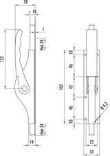 DENI Tortreibriegel PLANO 10 mm mit 2 Schlaufen, hell verzinkt, für Vierkantstangen