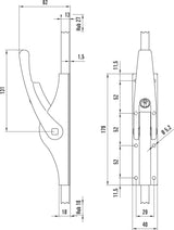 DENI Tortreibriegel PLANO 10 mm mit 2 Schlaufen, hell verzinkt, für Vierkantstangen
