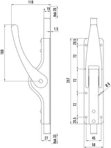 DENI Tortreibriegel PLANO 10 mm mit 2 Schlaufen, hell verzinkt, für Vierkantstangen