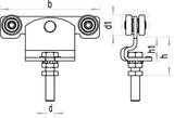 HELM Rollapparat 191 für Profil 100, Stahl verzinkt gelb, höhenverstellbar bis 100 kg