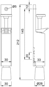 KWS Türfeststeller 1081.02 Aluminium silberfarbig lackiert – Türmontage, Hubhöhe 30 mm, für Türen bis 40 kg