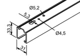 HELM Laufschiene 53/73 Aluminium EV1 eloxiert 1300 mm für Schiebetüren bis 80 kg