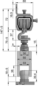 HELM Erweiterungsset Schiebetorgarnitur SP400W001 verzinkt blau Laufprofil 2000 mm