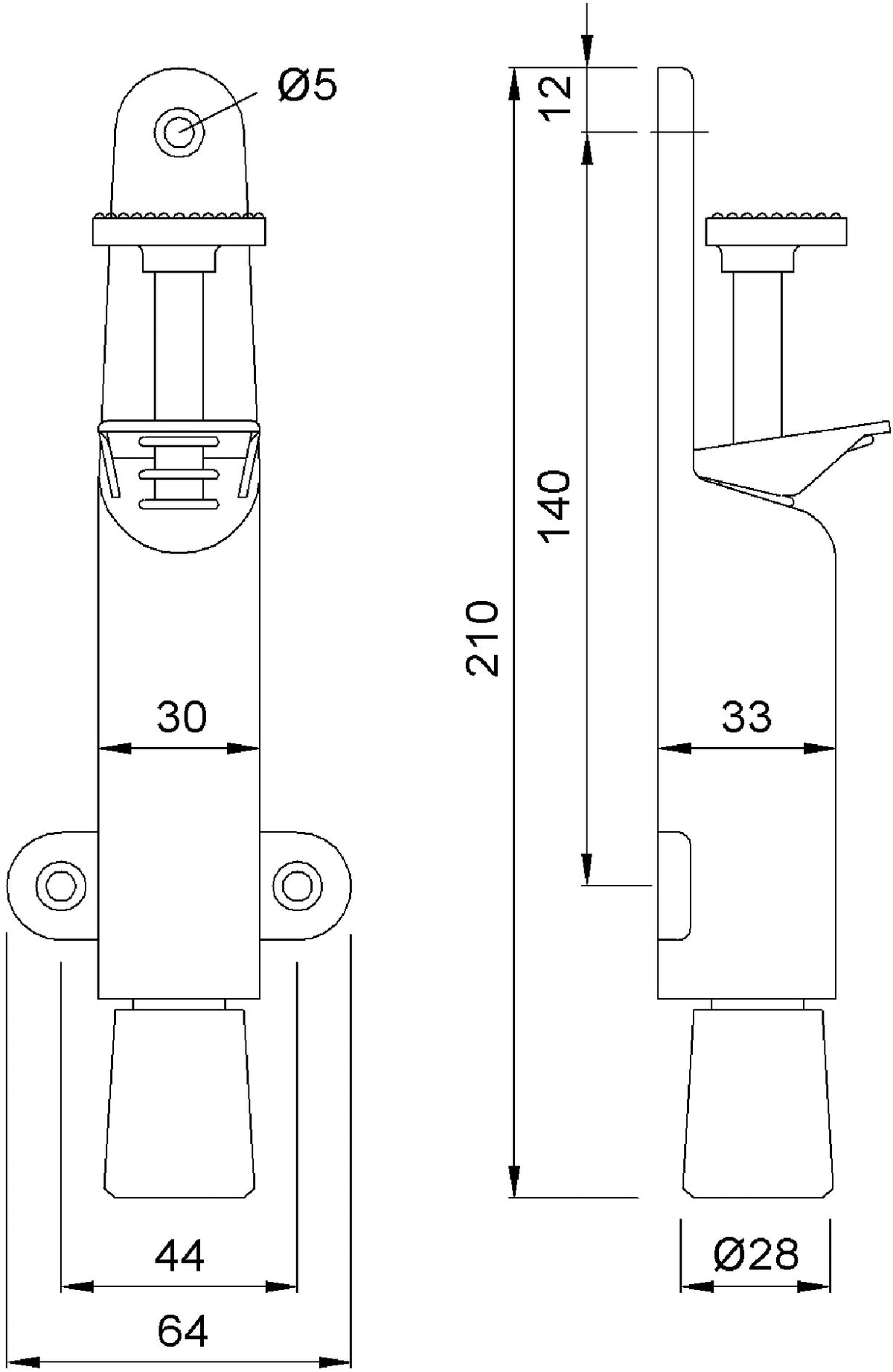 KWS Türfeststeller 102602 STA – Stahl silberfarbig lackiert, 30 mm Hub, Türmontage
