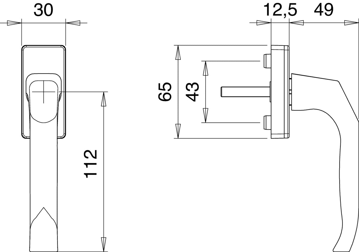 EDI Fenstergriff 1003/1035 Aluminium 35 mm naturfarbig Standard – mit Rasterung