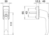 EDI Fenstergriff 1003/2035 Aluminium 35 mm abschließbar – mit Druckzylinder und Rasterung