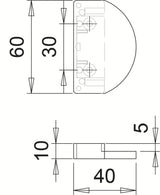 Balkontürgriff 60 mm EDI Kunststoff weiß – verdeckte Verschraubung, Lochabstand 30 mm